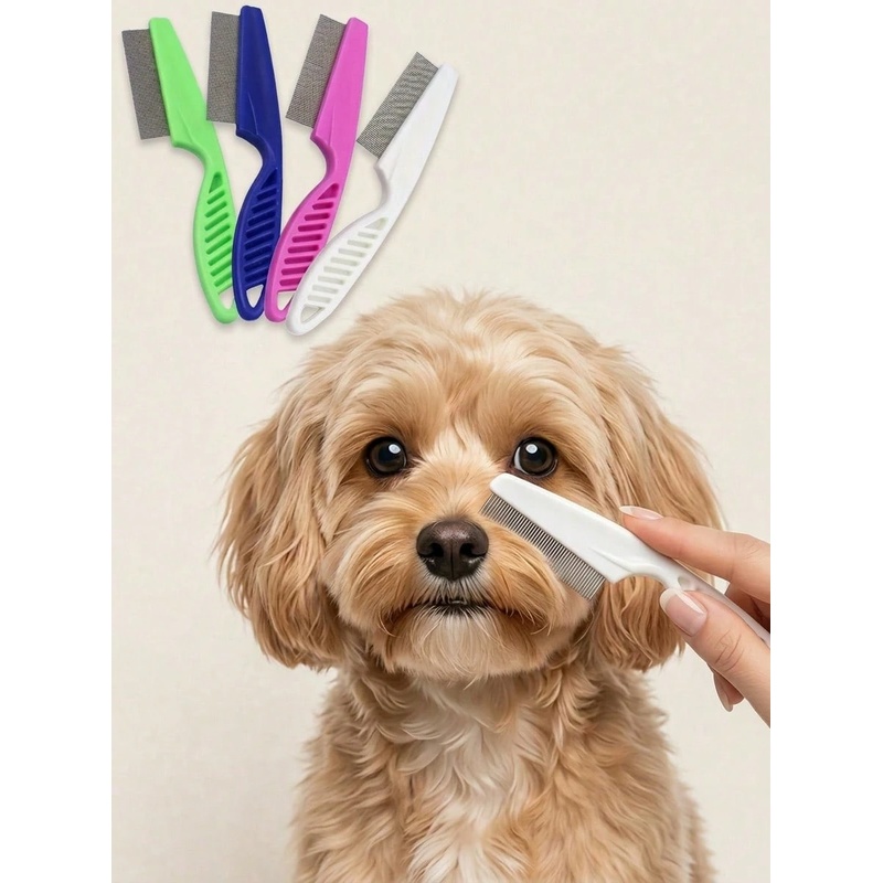 Flea Comb Fine Tooth Pet Tear Stain - Peigne à dents fines en acier