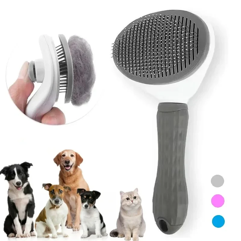 Slicker Brush Self Cleaning Pet Grooming - Peigne autonettoyant pour l'élimination des poils