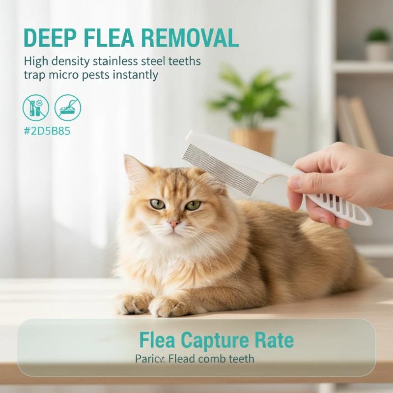 Flea Comb Fine Tooth Pet Tear Stain - Peigne à dents fines en acier