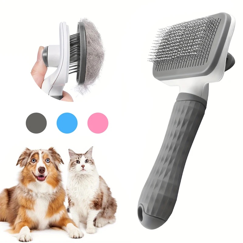 Slicker Brush Self Cleaning Pet Grooming - Peigne autonettoyant pour enlever les poils