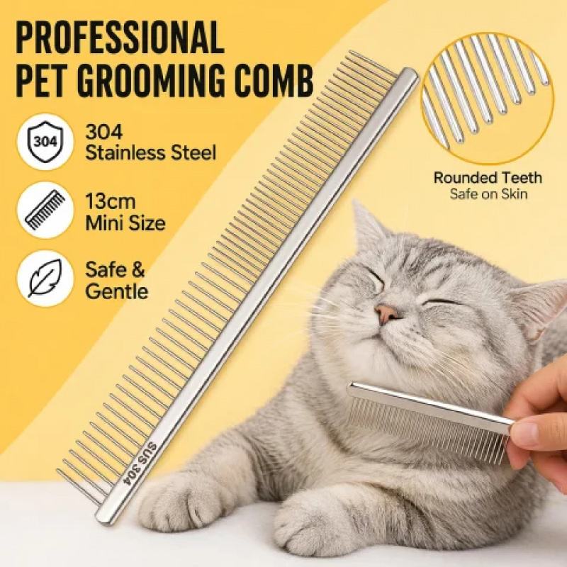 Flea Comb Fine Tooth Pet Tear Stain - Peigne de toilettage pour animaux de