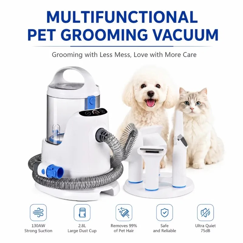 Pet Grooming Vacuum Suction Kit 5 In 1 - Kit de Toilettage Professionnel 5-en-1 pour