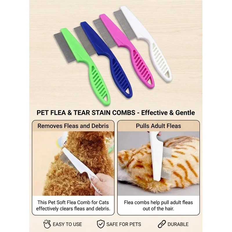 Peigne à dents fines en acier  - Flea Comb Fine Tooth Pet Tear Stain avis et prix