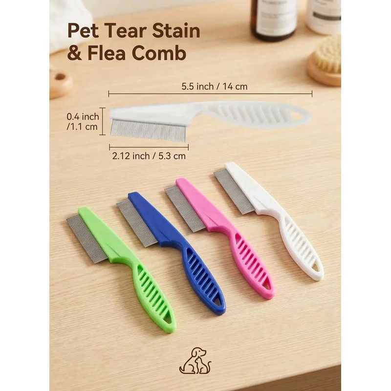 Peigne à dents fines en acier  - Flea Comb Fine Tooth Pet Tear Stain avis et prix