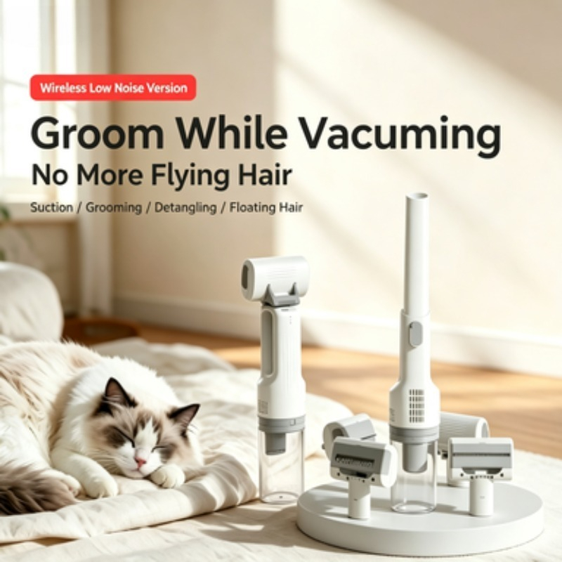 Aspirateur sans fil pour toile - Pet Grooming Vacuum Suction Kit 5 In 1 avis et prix