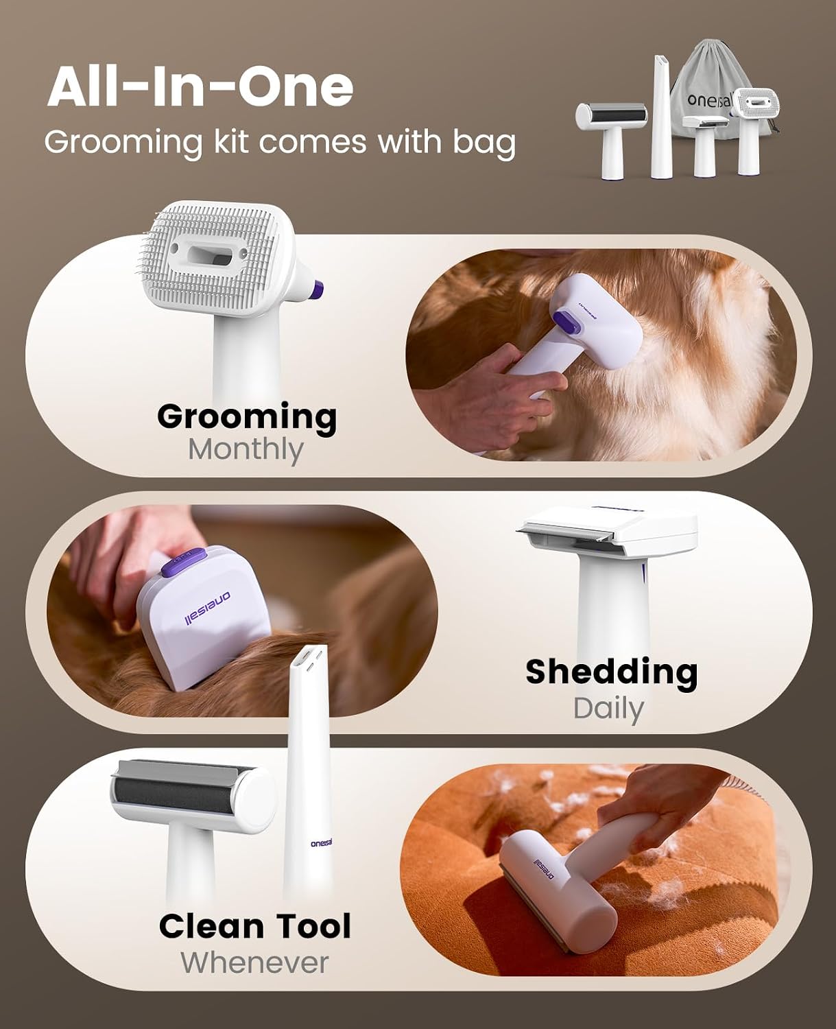 Kits de brosses de toilettage  - Pet Grooming Vacuum Suction Kit 5 In 1 avis et prix