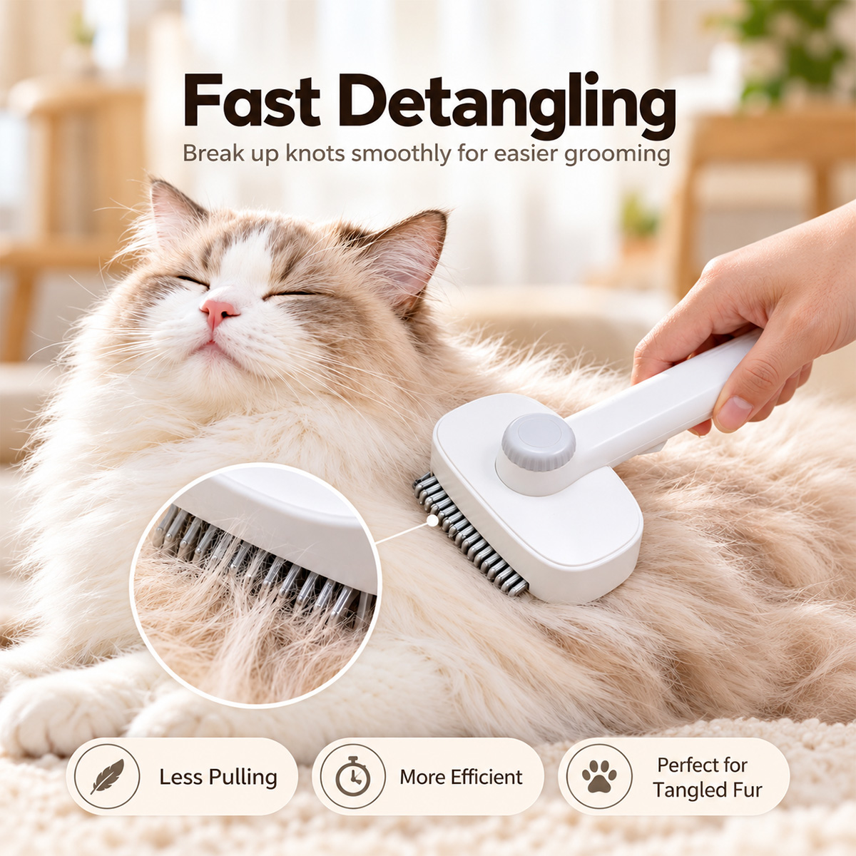 1 pièce, brosse de toilettage  - Slicker Brush Self Cleaning Pet Grooming avis et prix