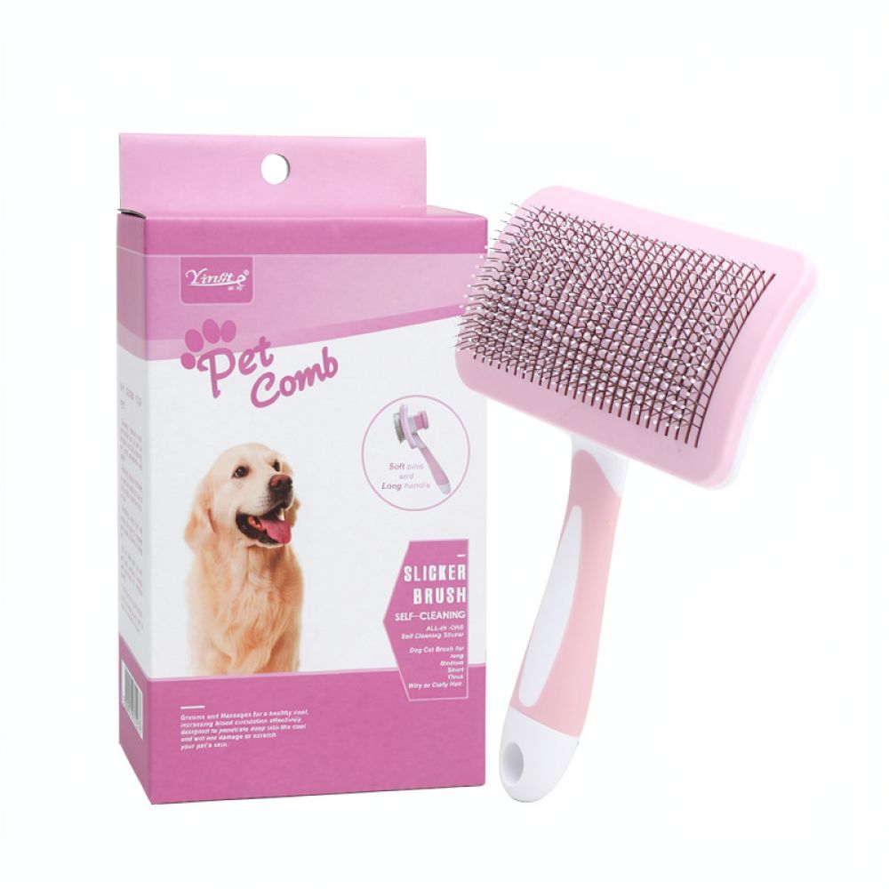 Brosse à poils souples pour le - Slicker Brush Self Cleaning Pet Grooming avis et prix