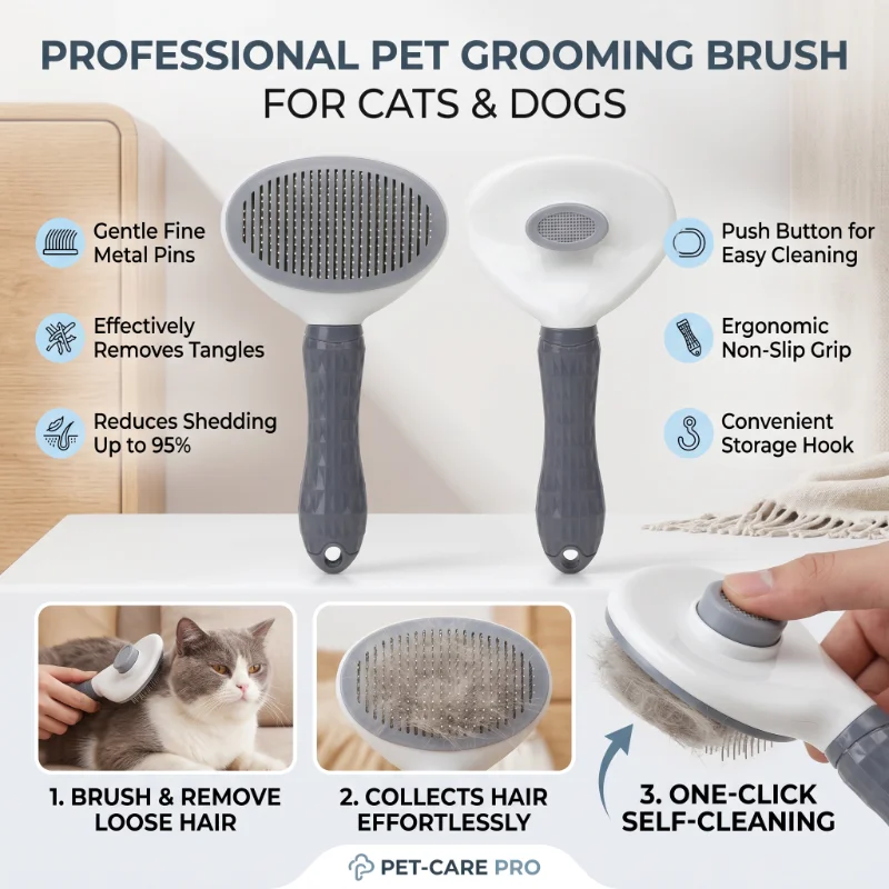 Brosse de toilettage pour chie - Slicker Brush Self Cleaning Pet Grooming avis et prix
