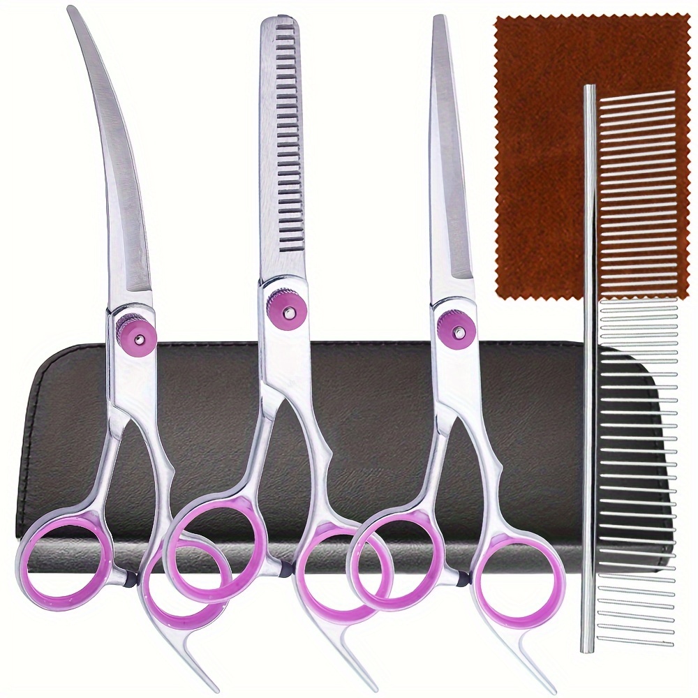 Ensemble de 5 ciseaux professi - Professional Pet Grooming Scissors Curved avis et prix